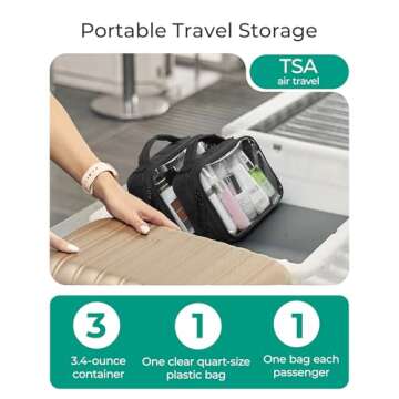 BAGSMART Clear TSA-Approved Toiletry Bag, Puffy Edges Travel Makeup Bag, Large Opening with Handle, ...