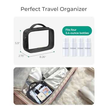 BAGSMART Clear TSA-Approved Toiletry Bag, Puffy Edges Travel Makeup Bag, Large Opening with Handle, Clear Cosmetic Bag with Double Zipper for Women