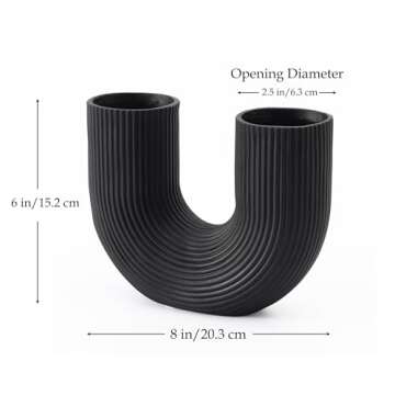 AMOIENSIS Black Vase for Centerpieces, U-Shaped Decorative Vase, Black Accent Home Decoration(Black)