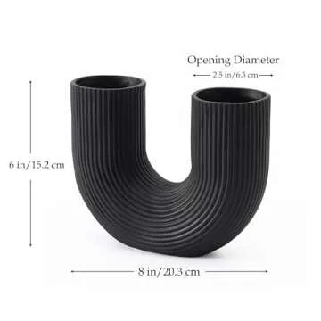 AMOIENSIS Black Vase for Centerpieces, U-Shaped Decorative Vase, Black Accent Home Decoration(Black)