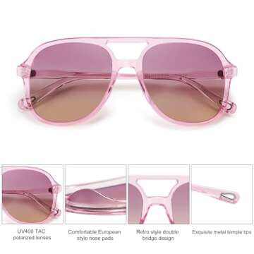 SOJOS Retro Polarized Aviator Sunglasses for Women Men Classic 70s Vintage Trendy Square Aviators SJ...