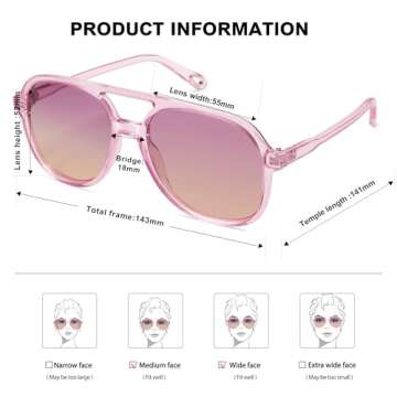 SOJOS Retro Polarized Aviator Sunglasses for Women Men Classic 70s Vintage Trendy Square Aviators SJ2174, Light Purple/Purple Gradient Brown