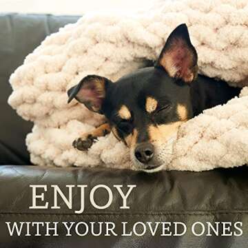 BIRCHIO Beige Extra Soft Chunky Knit Blanket Throw, 100% Hand Knit with Chenille Yarn, Super Fluffy and Extra Soft, Big Throw Blanket (Beige,50 * 60inch)