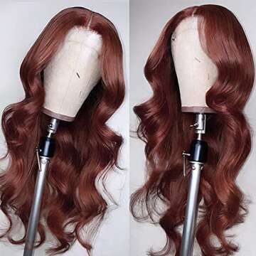 Reddish Brown Lace Front Wigs Human Hair Auburn Colored 13x6 HD Body Wave Frontal Wigs for Black Wom...