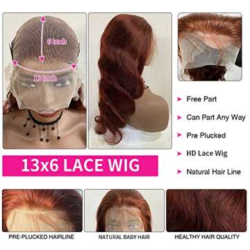 Reddish Brown Lace Front Wigs Human Hair for Women
