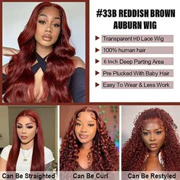 Reddish Brown Lace Front Wigs Human Hair for Women