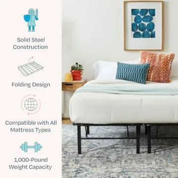 Linenspa Folding Metal Platform Bed Frame with Storage