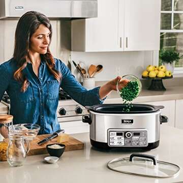 Ninja Auto-iQ Multi/Slow Cooker with 80-Pre-Programmed Auto-iQ Recipes for Searing, Slow Cooking, Baking and Steaming with 6-Quart Nonstick Pot (CS960)