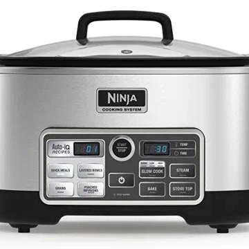 Ninja Auto-iQ Multi/Slow Cooker with 80-Pre-Programmed Auto-iQ Recipes for Searing, Slow Cooking, Baking and Steaming with 6-Quart Nonstick Pot (CS960)
