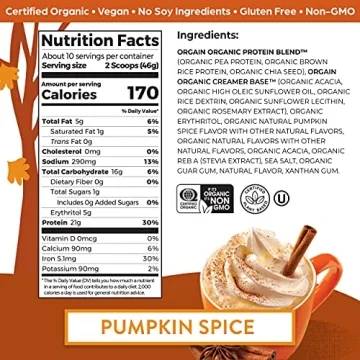Orgain Pumpkin Spice Protein Powder for Plant-Based Nutrition