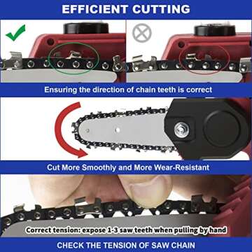 PANZHENG Mini Chainsaw Chain 6 Inch Replacement Guide Saw Chain for 6 inch Mini Cordless Electric Portable Battery Powered Handheld Chainsaw（4-Pack
