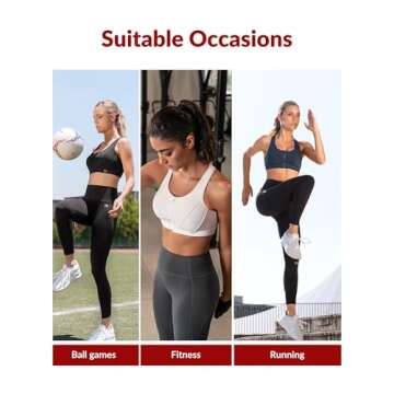 Yvette Zip Front Sports Bra - High Impact Sports Bras for Women Plus Size Workout Fitness Running,Haze Blue,M Plus