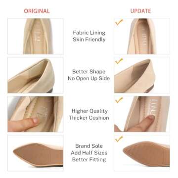 MUSSHOE Flat Shoes Women Pointed Toe Comfortable Slip on Women's Flats, Nude Suede 8