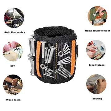 Magnetic Wristband, 2020 Updated Tools Holder with Strong Magnets 15 Powerful Magnetic Tool Belt wit...