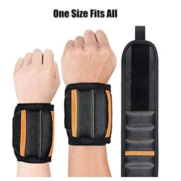 Magnetic Wristband, 2020 Updated Tools Holder with Strong Magnets 15 Powerful Magnetic Tool Belt with 2 Pocket, Cool Gift Gadgets for Men, Husband, DIY Handyman, Father/Dad Presents(Black)