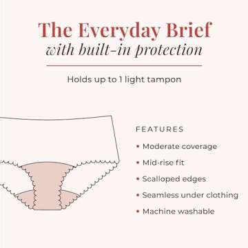 Proof Period Underwear Everyday Brief | Super-Light Absorbency, Leak-Resistant | Reusable, for Women