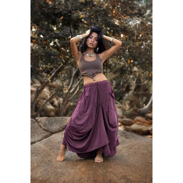 Thaluta Women's Bohemian Maxi Skirt with Pockets