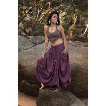 Thaluta Women's Bohemian Maxi Skirt with Pockets