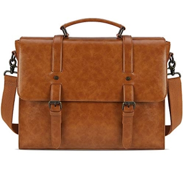 Vintage 15.6 Inch Waterproof Leather Messenger Bag for Men