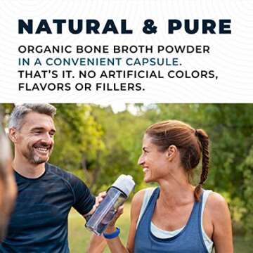 Grass-Fed Bone Broth Capsules with Collagen from Organic Bone Broth Powder. Collagen Supplement for Nails, Hair, Joints and Digestive Health* Support. Gut Friendly-Ingredients, 180 Capsules