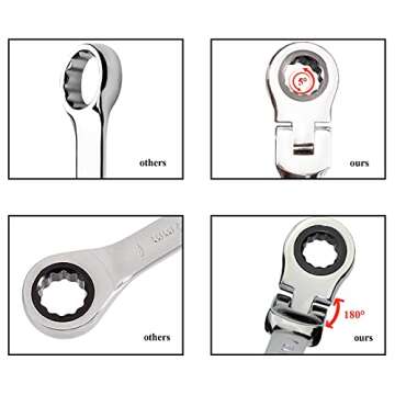 TR TOOLROCK 12pcs Flex Head Ratcheting Wrench Set- 8-19mm Metric Ratchet Combination Wrenches CrV Gear Spanner Set