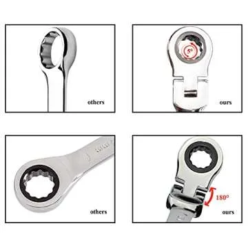 TR TOOLROCK 12pcs Flex Head Ratcheting Wrench Set- 8-19mm Metric Ratchet Combination Wrenches CrV Gear Spanner Set