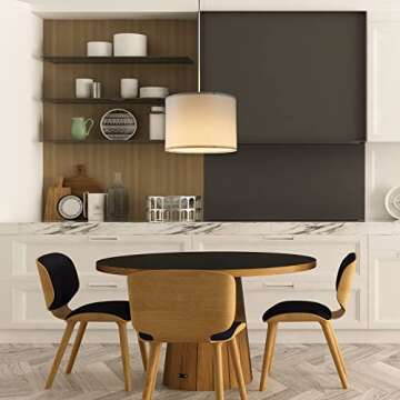 KUAUGST Plug in Pendant Light, 15 FT Hanging Lamp with Plug in Cord, On/Off Switch, Pendant Lighting with Fabric Shade, Hanging Light Fixture for Living Room, Bedroom, Dining Room, Kitchen (White)