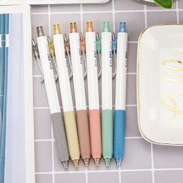 DR DOURONGE 12pcs Retractable Gel Pens, Black Ink Pens Fine Point 0.5mm, Smooth Writing Pens for Journaling and Note Taking, Cute Aesthetic Soft Grip Pens, Office School Supplies, Gifts for Women