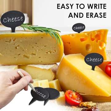 18PCS Cheese Markers for Charcuterie Board, Slate Cheese Labels Sign, Cheese Markers Set, Chalkboard...