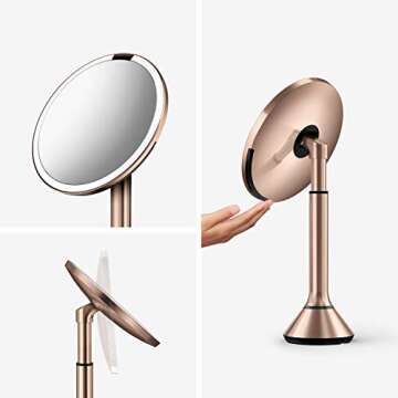 simplehuman Sensor Mirror - Lighted 5X Magnification Vanity Mirror in Rose Gold