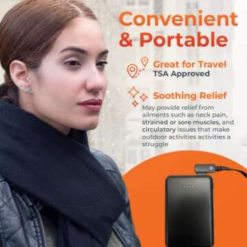 ThermalStep Heated Scarf for Men and Women–Rechargeable with 3Temperature Settings Keep Warm up to 8Hours, Soft, Portable Neck Heating Pad for Neck Pain Relief, Electric Heated scarf, Battery Included