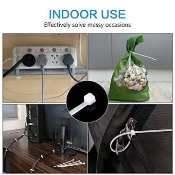 1000 Pcs White Zip Ties, 6 Inch Clear Self-Locking Nylon Cable Ties, Premium Heavy Duty Plastic Wraps Wire Ties for Indoor and Outdoor