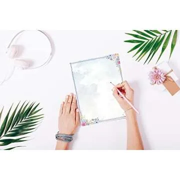 Floral Letter Writing Stationery 100 Sheets 8.5x11