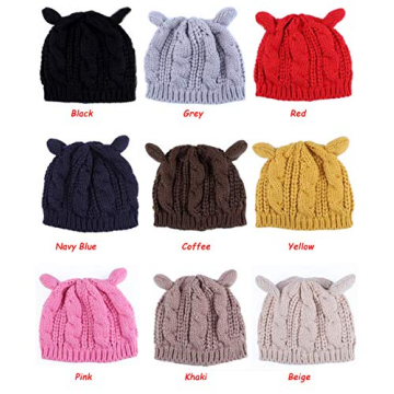 Ewanda Women Winter Wool Beanie with Cute Cat Ears