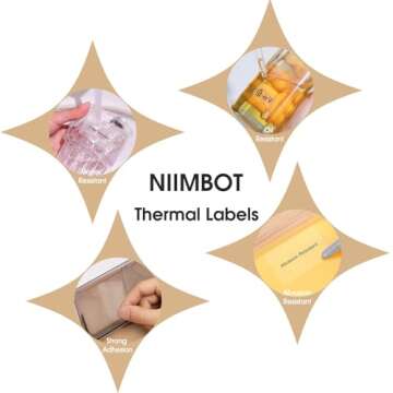 NIIMBOT Labels for B1/B21/B3S/K3 Label Maker, 2'' x 2.76'' (50x70mm) Thermal Sticker Label, Waterproof, Oil-Proof Label Paper, 1 Roll of 110 Self-Adhesive Thermal Labels (Clear)…
