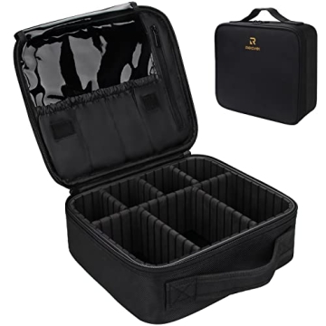 Relavel Travel Makeup Train Case Makeup Cosmetic Case Organizer Portable Artist Storage Bag with Adj...