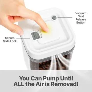 Fontaines 8-Pack Pump-Lock Food Storage Containers - Pump Vacuums Out Air with Locking Lid for Airtight, Leakproof Seal to Keep Food Fresh - Pantry, Dishwasher, Fridge & Freezer-Safe - Multi-Size Set