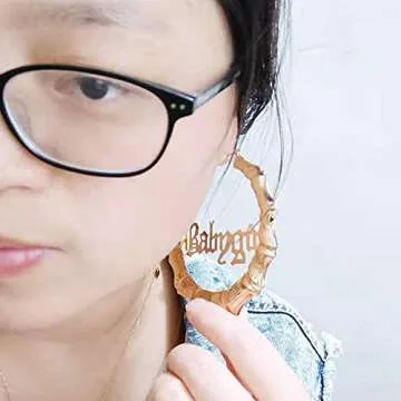 Old English Font Word 9cm elegant Large Bamboo Earrings Hip-Pop Style Fashion Party Accessory