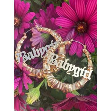 Old English Font Word 9cm elegant Large Bamboo Earrings Hip-Pop Style Fashion Party Accessory