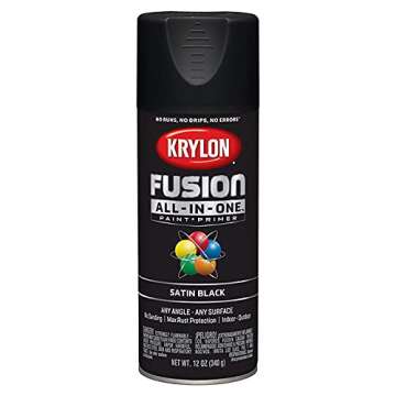 12 oz Krylon K02732007 Black Fusion All-In-One Paint & Primer Spray Paint, Satin