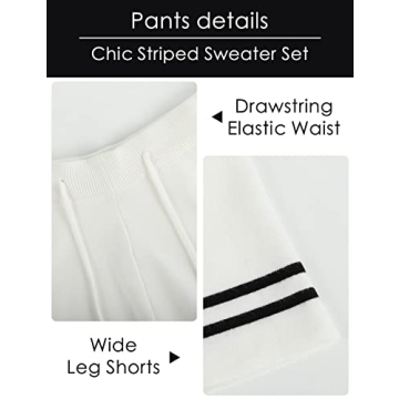 Gihuo Women's Stylish Striped Knit Pullover Shorts Set