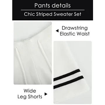 Gihuo Women's Stylish Striped Knit Pullover Shorts Set