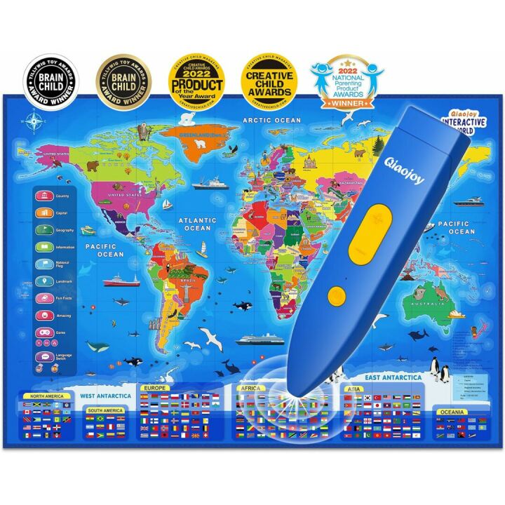 Bilingual Kids World Map - Educational Interactive Toy