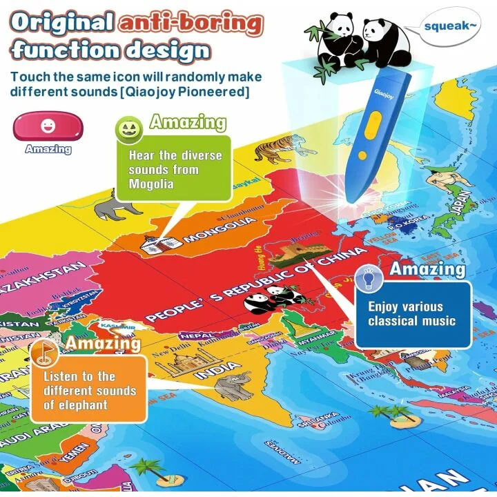 Bilingual Kids World Map - Educational Interactive Toy