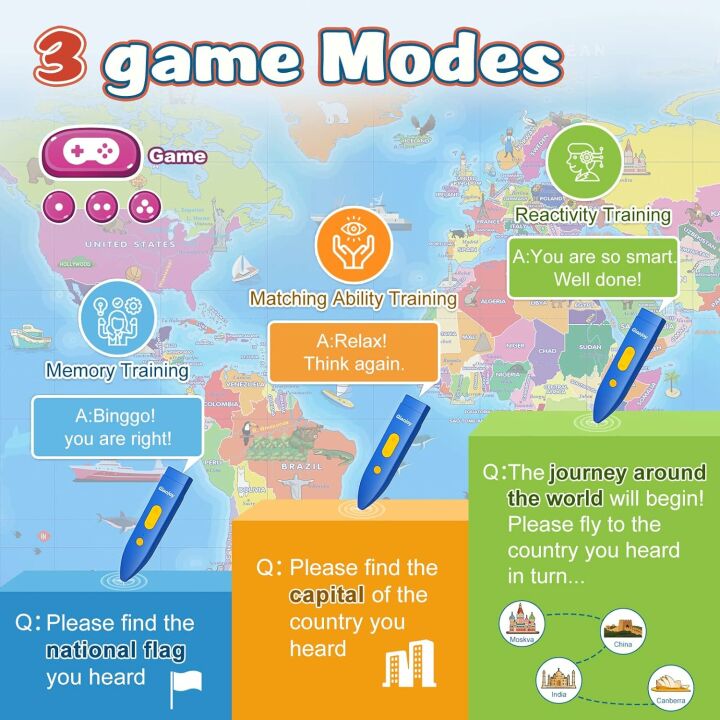 Bilingual Kids World Map - Educational Interactive Toy