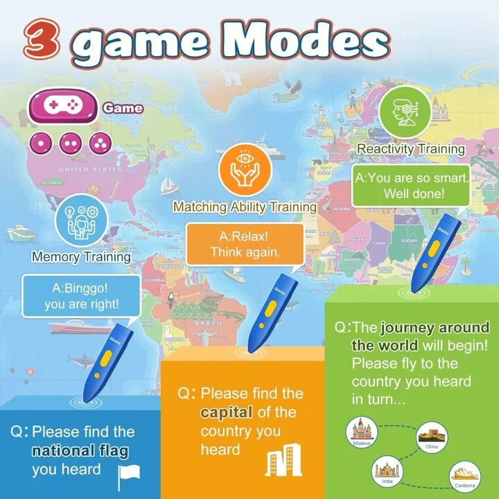 Bilingual Kids World Map - Educational Interactive Toy