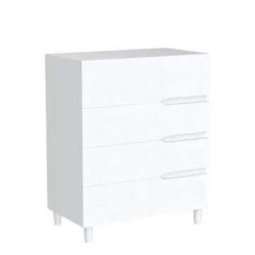 AWQM 4 White Drawer Dressers for Bedroom, Wooden Chest of 4 Drawers, Modern Wide Storage File Cabinet Unit Nightstand for Bedroom, Office, Living Room (White)