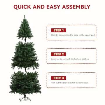 COMHOMA Christmas Tree Artificial 6.5ft Spruce Holiday Tree with 1,000 Branch Tips, Party Decoration Tree with Foldable Design, Christmas Tree for Home, Office