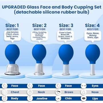 Glass Facial Cupping Set (4 Cups) Cupping Therapy for Face Eyes Lips