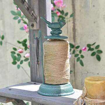 Sungmor Cast Iron Garden Twine Holder Set - 1300ft. Natural Jute Twine String & Rope Rack & Scissors...